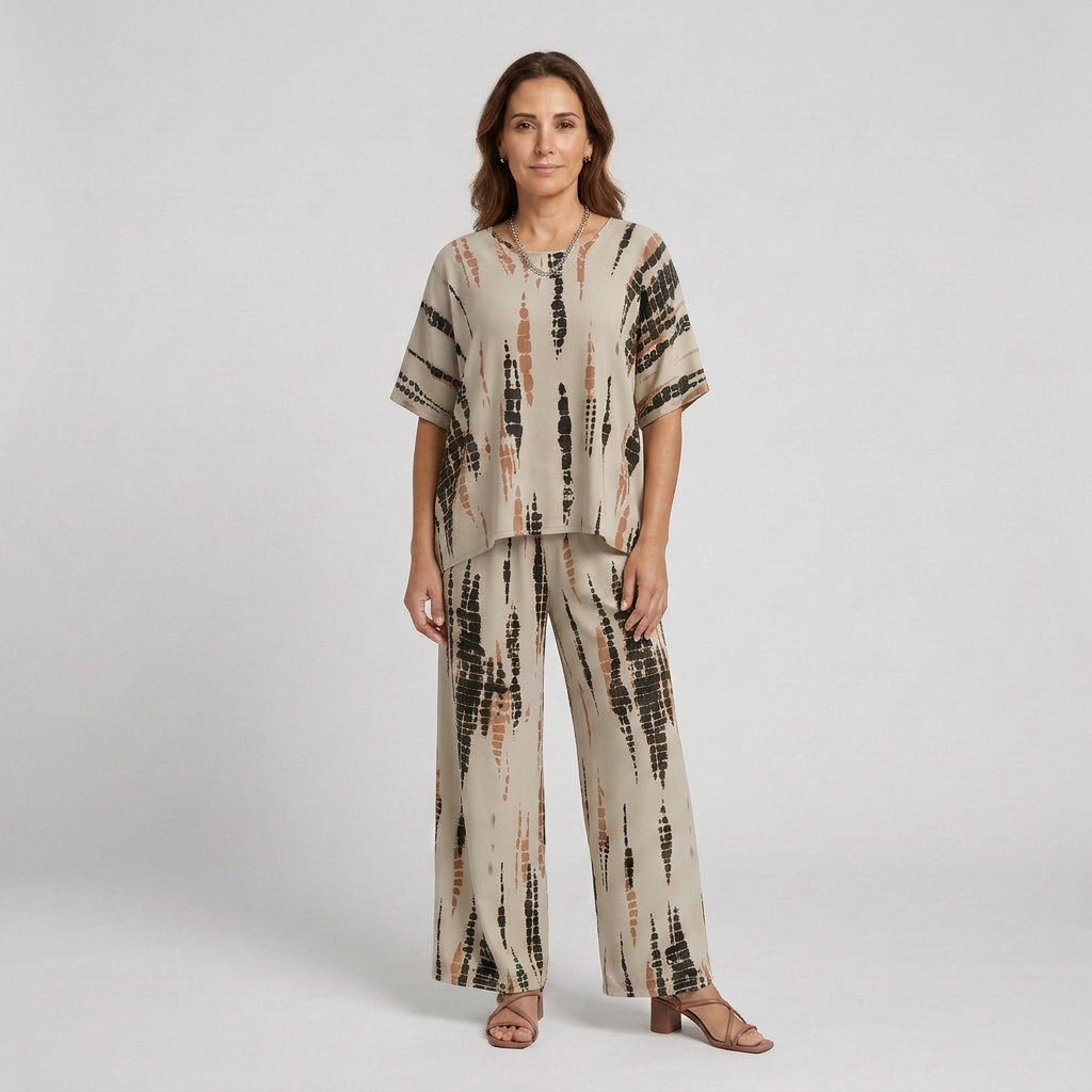 Conjunto Casual de Dos Piezas Estampado Nezahualcóyotl