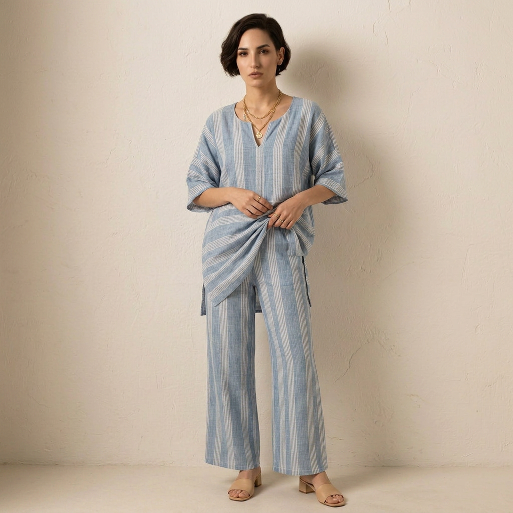 Motul™ Conjunto Boho a Rayas para Mujer, Corte Oversize