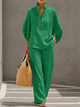 Serafina™ Conjunto de Lino para Mujer con Mangas Murciélago y Pantalón Ancho