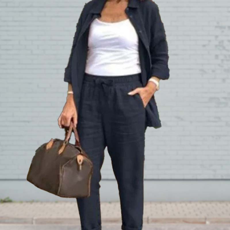 Ehécatl™ Conjunto Lounge para Mujer en Algodón y Lino, Camisa y Pantalón