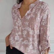 Blusa Floral de Manga Larga, Estilo Romántico
