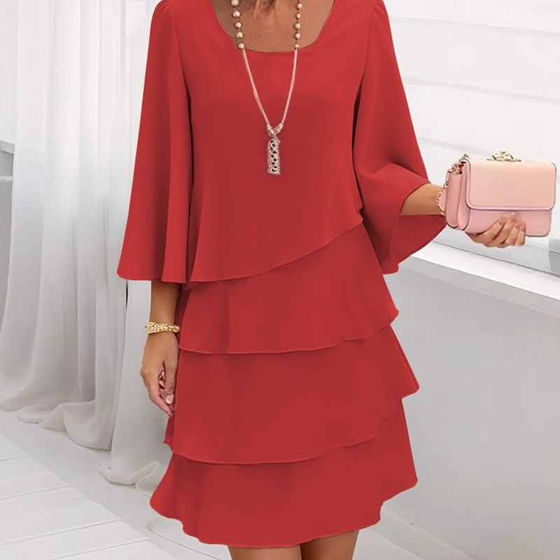 Amparo™ Vestido Largo para Mujer con Volantes y Cuello Cuadrado
