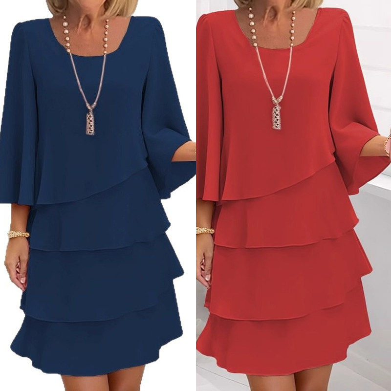 Amparo™ Vestido Largo para Mujer con Volantes y Cuello Cuadrado