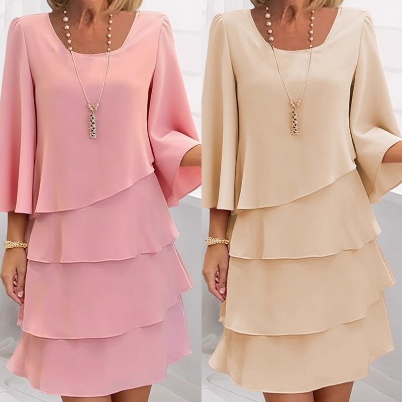 Amparo™ Vestido Largo para Mujer con Volantes y Cuello Cuadrado