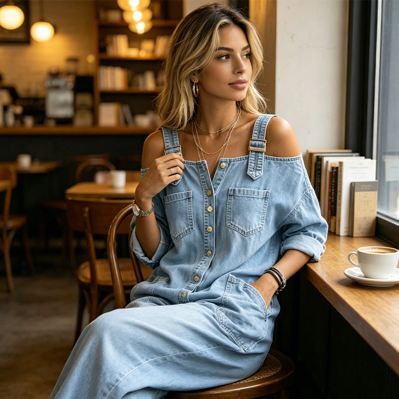 Milena™ Jumpsuit de Pierna Ancha con Bolsillos