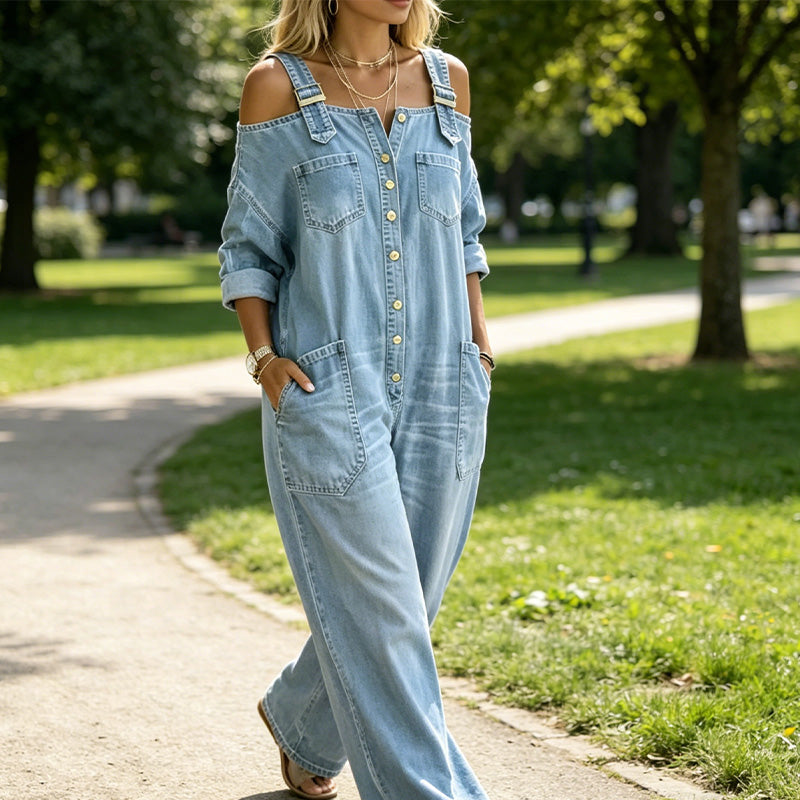 Milena™ Jumpsuit de Pierna Ancha con Bolsillos