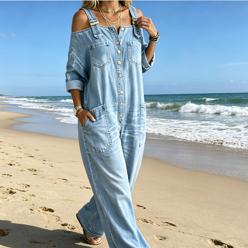 Milena™ Jumpsuit de Pierna Ancha con Bolsillos